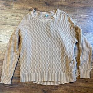 GAP tan Round Neck Sweater Size L Oversized 100% cotton textured
